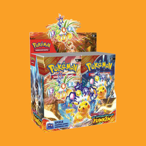 (Riss in Folie, Front) Pokémon Karmesin & Purpur Stürmische Funken geschlossenes Display (deutsch)
