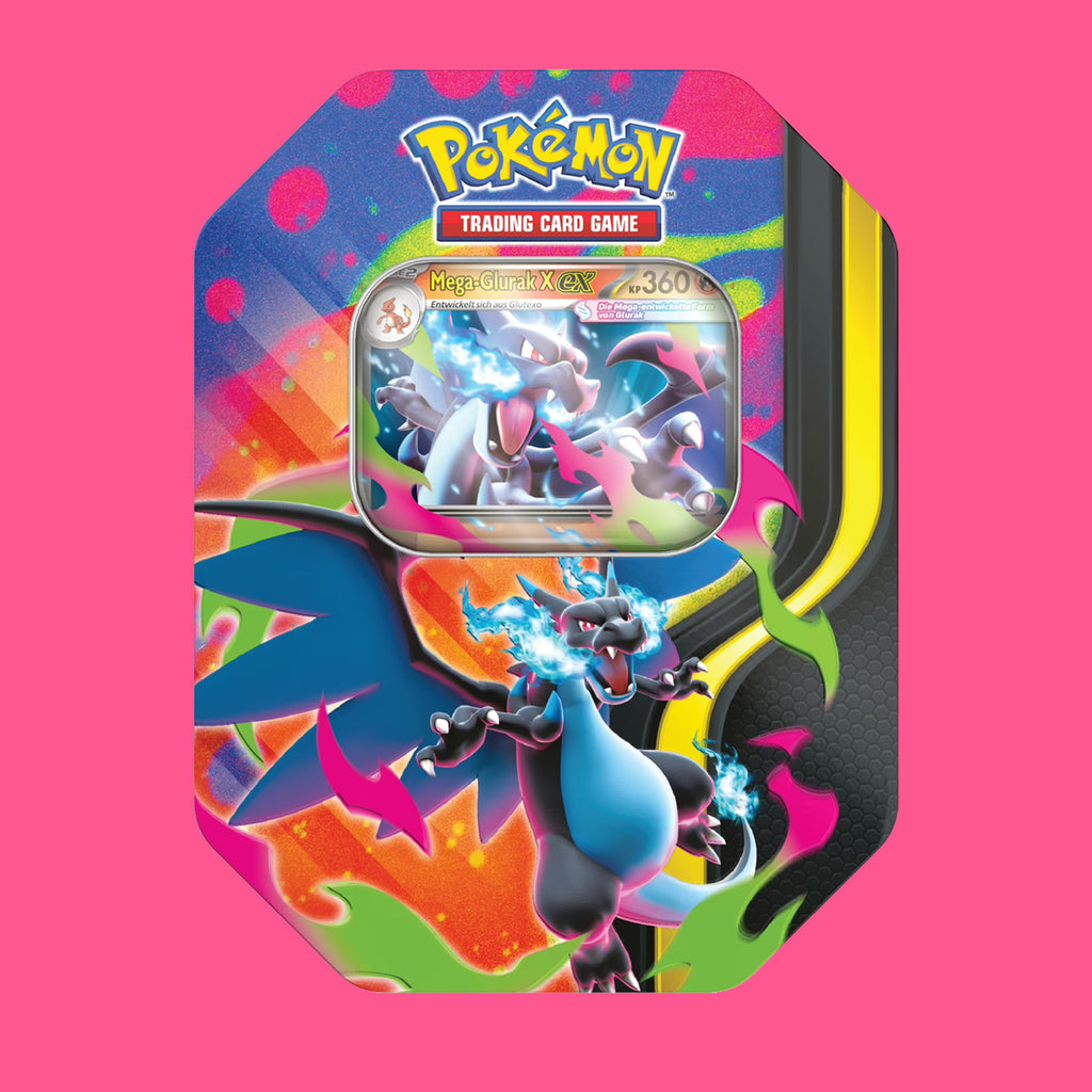 (Pre-Order) Tin Box 126 Glurak X Ex "Erhabene Helden" (deutsch) Pokémon "Mega Entwicklungen"