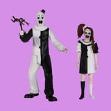 (Pre-Order) Art The Clown & Little Pale Girl Doppelset Mezco Toyz 5 Point Actionfigur Terrifier 2