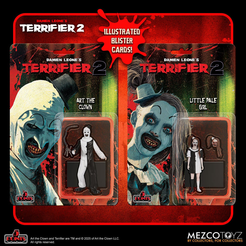 (Pre-Order) Art The Clown & Little Pale Girl Doppelset Mezco Toyz 5 Point Actionfigur Terrifier 2