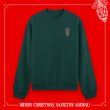 (Pre-Order) "Merry Christmas, ya filthy animal!" Pullover dunkelgrün