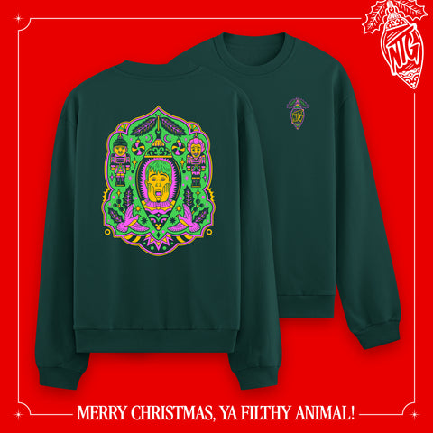 (Pre-Order) "Merry Christmas, ya filthy animal!" Pullover dunkelgrün