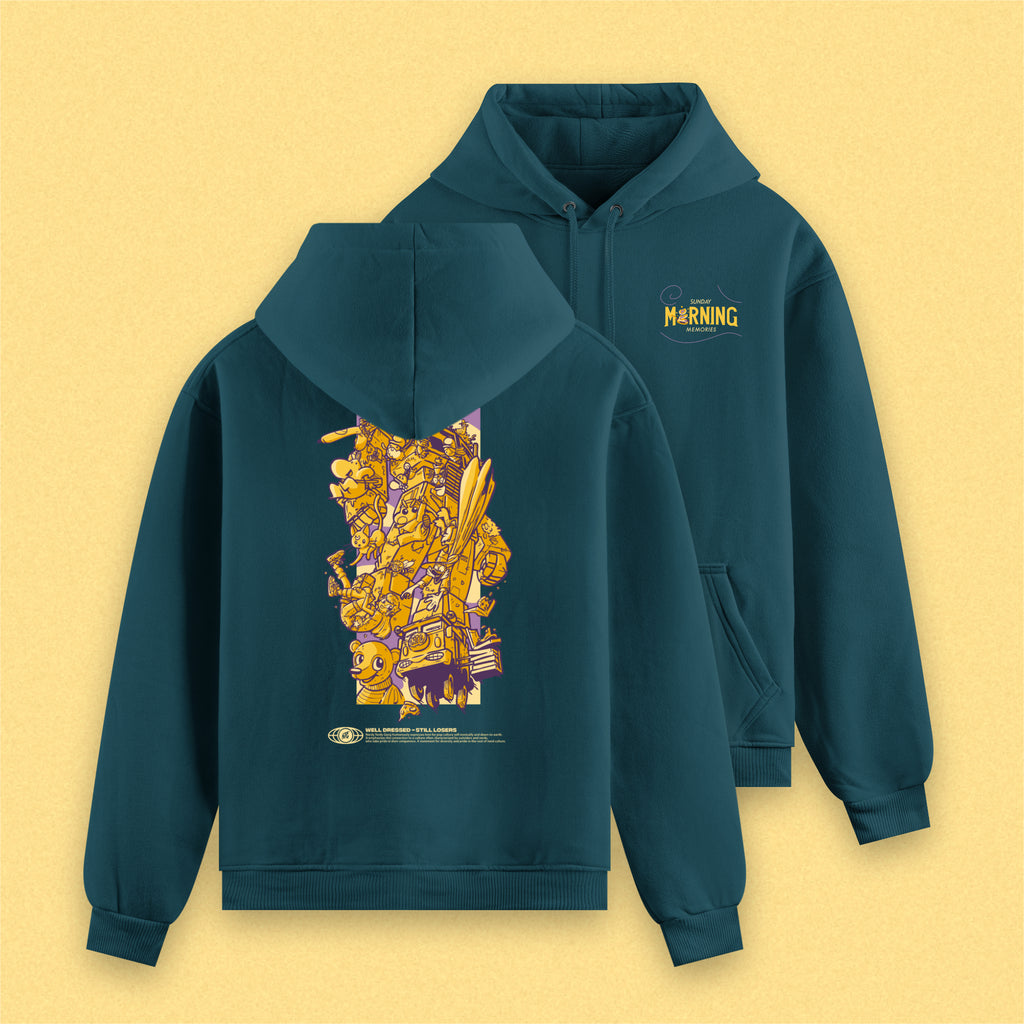 (Pre-Order) "Sunday Morning Memories" Hoodie grünblau / Nerdy Terdy Gang