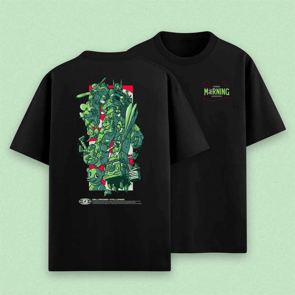 (Pre-Order) "Sunday Morning Memories" T-Shirt schwarz / Nerdy Terdy Gang