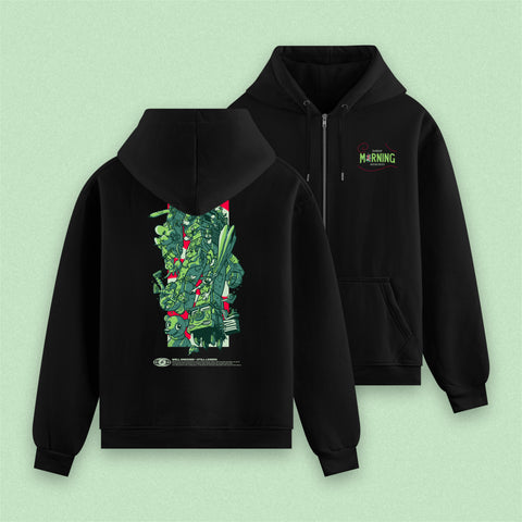 (Pre-Order) "Sunday Morning Memories" Zipper Hoodie schwarz / Nerdy Terdy Gang