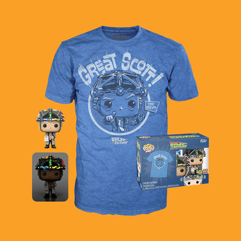Back To The Future Doc Brown With Helmet T-Shirt + Exclusive Funko Pop! (Funko Pop! & Tee)