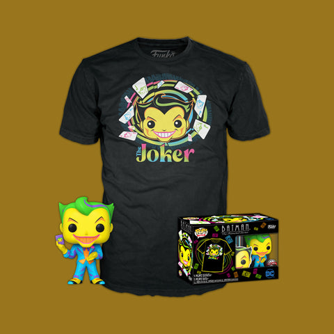 DC Joker (Blacklight) T-Shirt + Exclusive Funko Pop! (Funko Pop! & Tee)